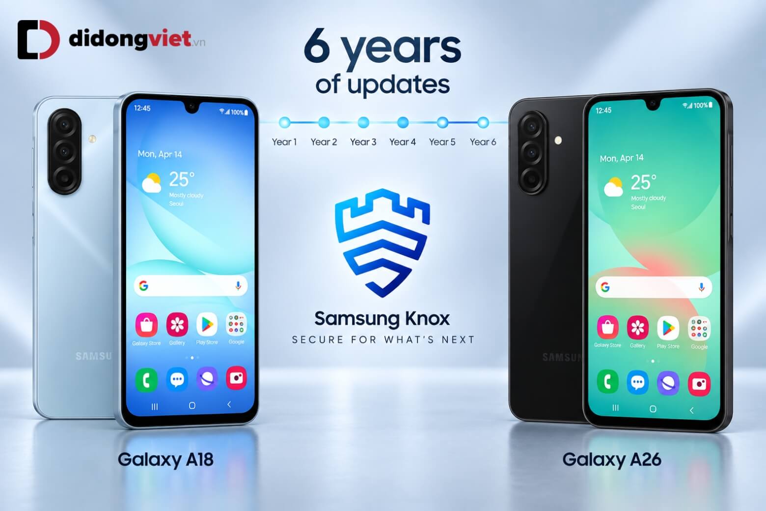 So sánh Samsung Galaxy A18 và Galaxy A26: Nên chọn máy nào? 18 So sánh Samsung Galaxy A18 và Galaxy A26 cập nhật phần mềm 6 năm