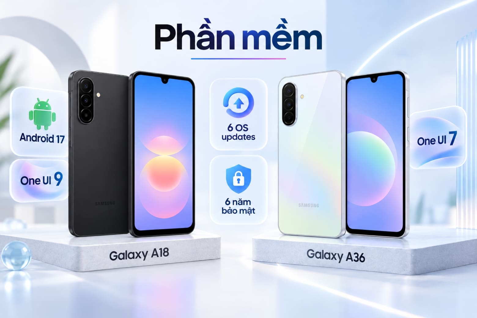 So sánh Samsung Galaxy A18 và Galaxy A36: Nên chọn máy nào? 15 A18 sở hữu nền tảng phần mềm mới hơn ngay khi xuất xưởng.