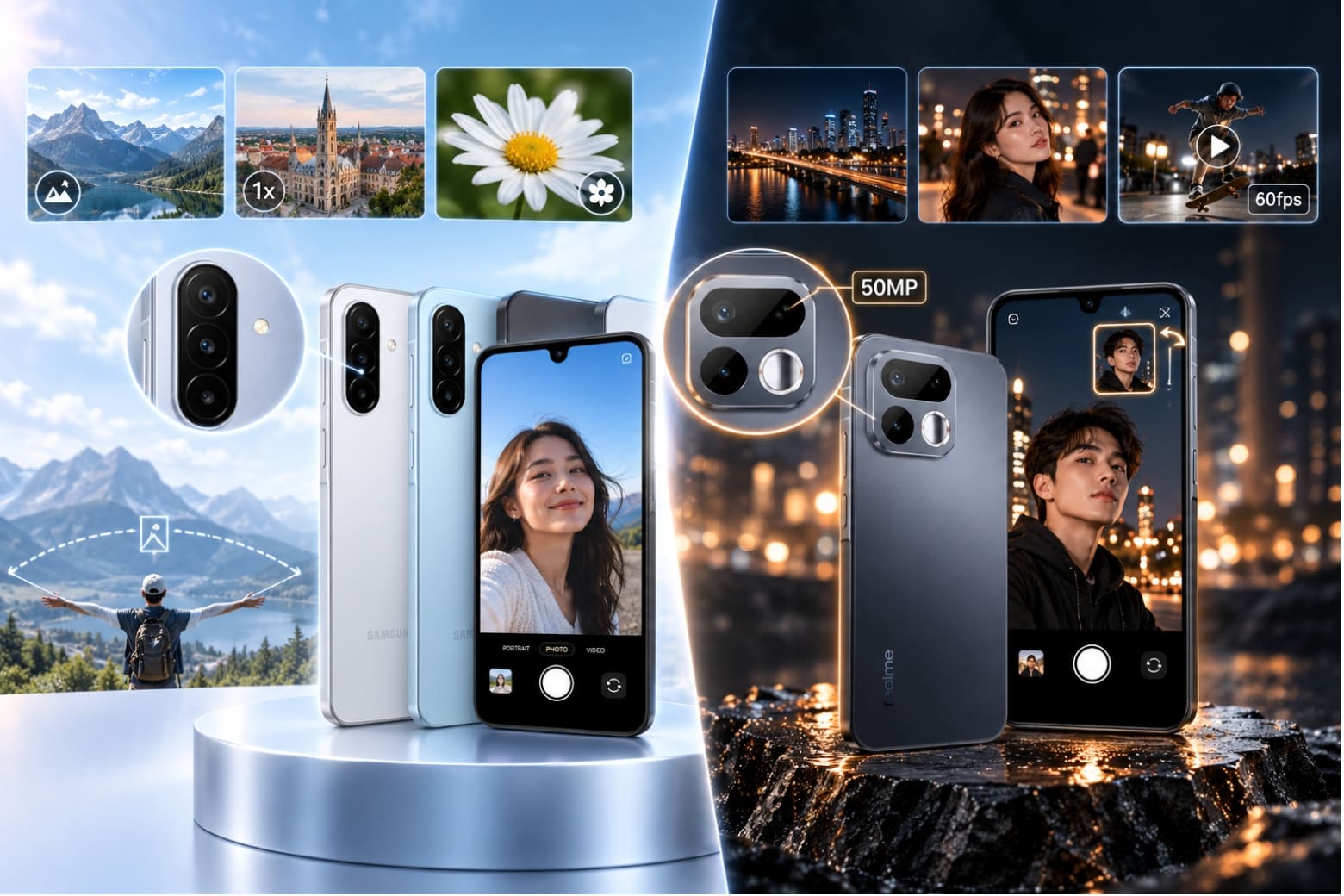 So sánh Samsung Galaxy A18 và Realme 16T 5G chi tiết từ thông số đến thực tế 12 Galaxy A18 linh hoạt ống kính, Realme chú trọng camera chính 50MP