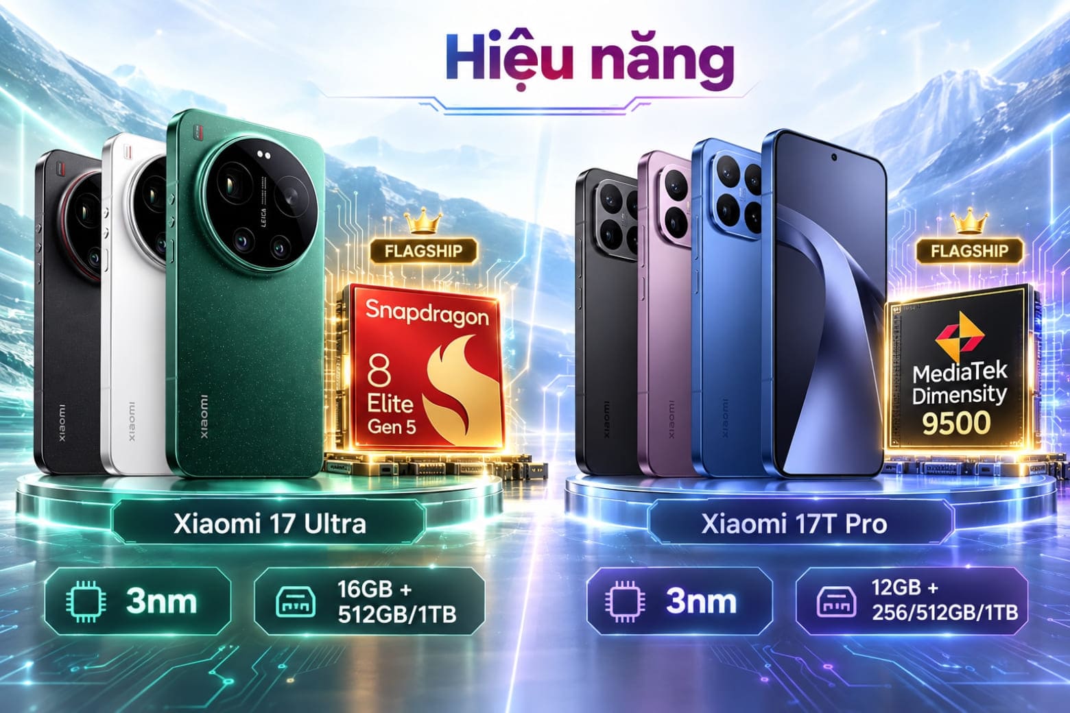 So sánh Xiaomi 17 Ultra và Xiaomi 17T Pro: Nên chọn máy nào? 11 Hai chip flagship mang đến nền tảng hiệu năng mạnh mẽ
