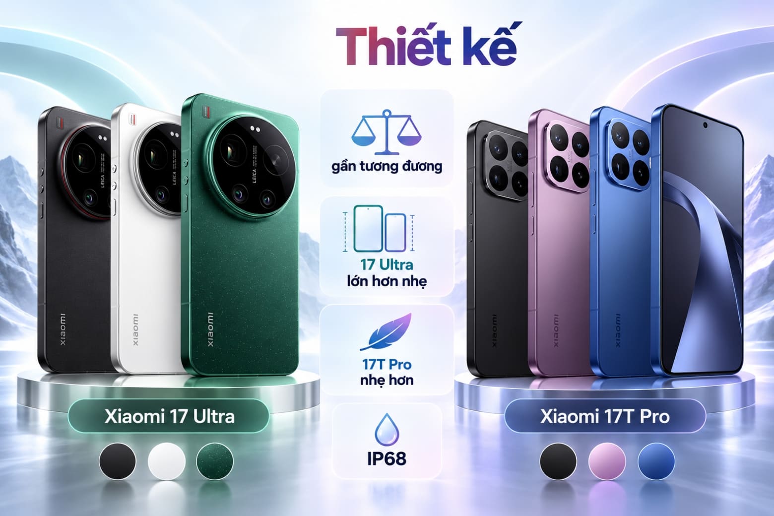 So sánh Xiaomi 17 Ultra và Xiaomi 17T Pro: Nên chọn máy nào? 9 Hai thiết bị tương đồng kích thước nhưng khác biệt về chất liệu