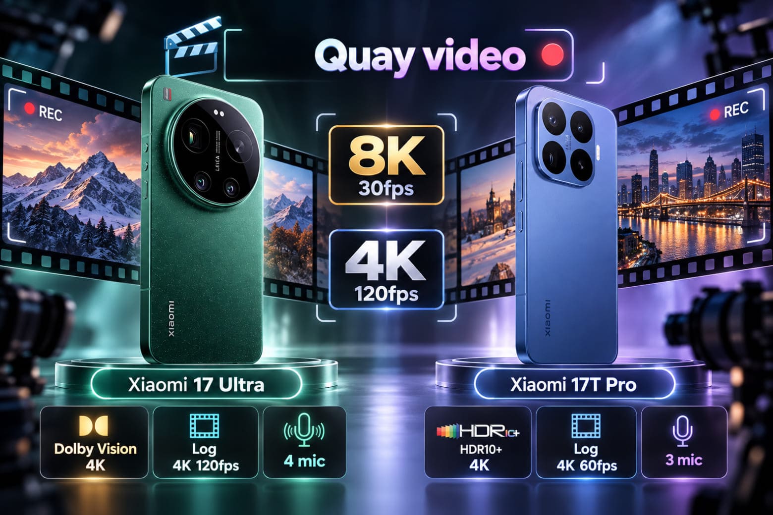 So sánh Xiaomi 17 Ultra và Xiaomi 17T Pro: Nên chọn máy nào? 13 Cả hai quay video độ phân giải cao với nhiều tính năng chuyên nghiệp