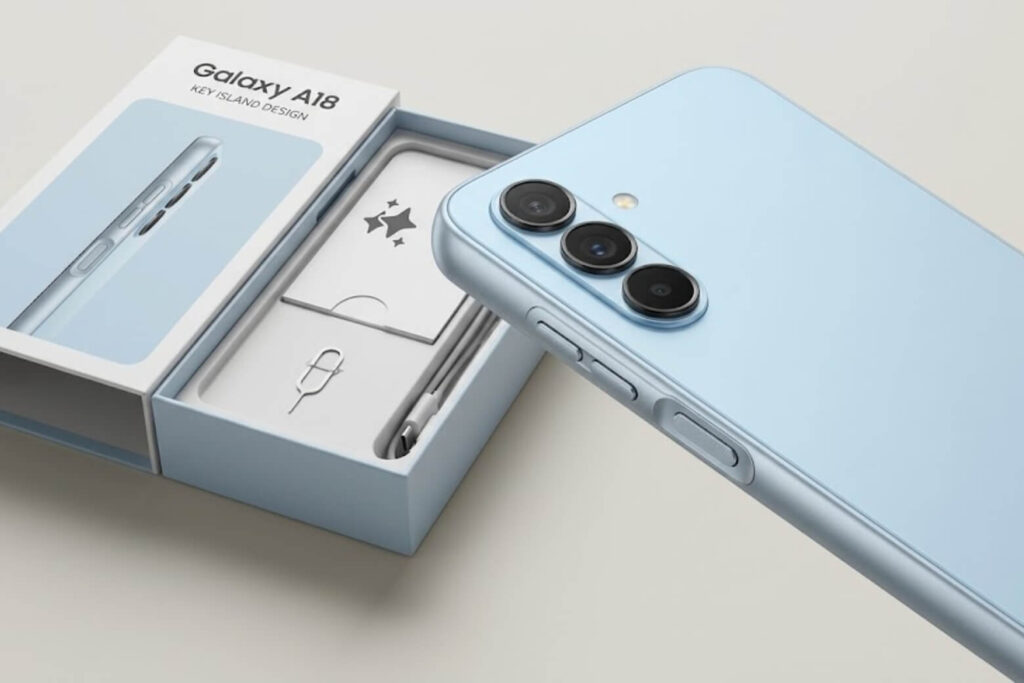 Trên tay Samsung Galaxy A18: thiết kế Key Island và trải nghiệm thực tế 5 Mặt lưng phẳng và cạnh viền Key Island của Samsung Galaxy A18