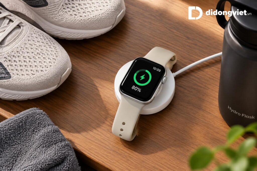 Apple Watch Series 12 có phù hợp để chạy bộ không? 8 Apple Watch Series 12 nổi bật với pin GPS 10 giờ liên tục, đáp ứng tốt các buổi chạy dài và marathon.