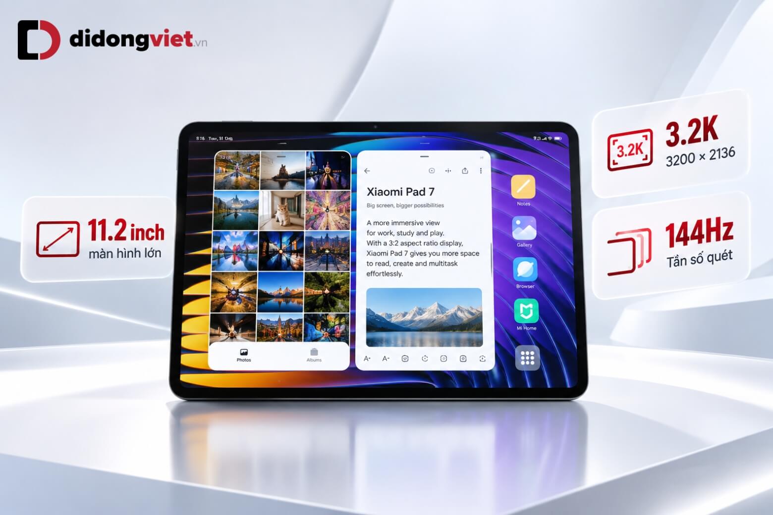 Cấu hình Xiaomi Pad 7: Snapdragon 7+ Gen 3, màn hình 3.2K 144Hz 8 Cấu hình Xiaomi Pad 7 với màn hình 3.2K 144Hz