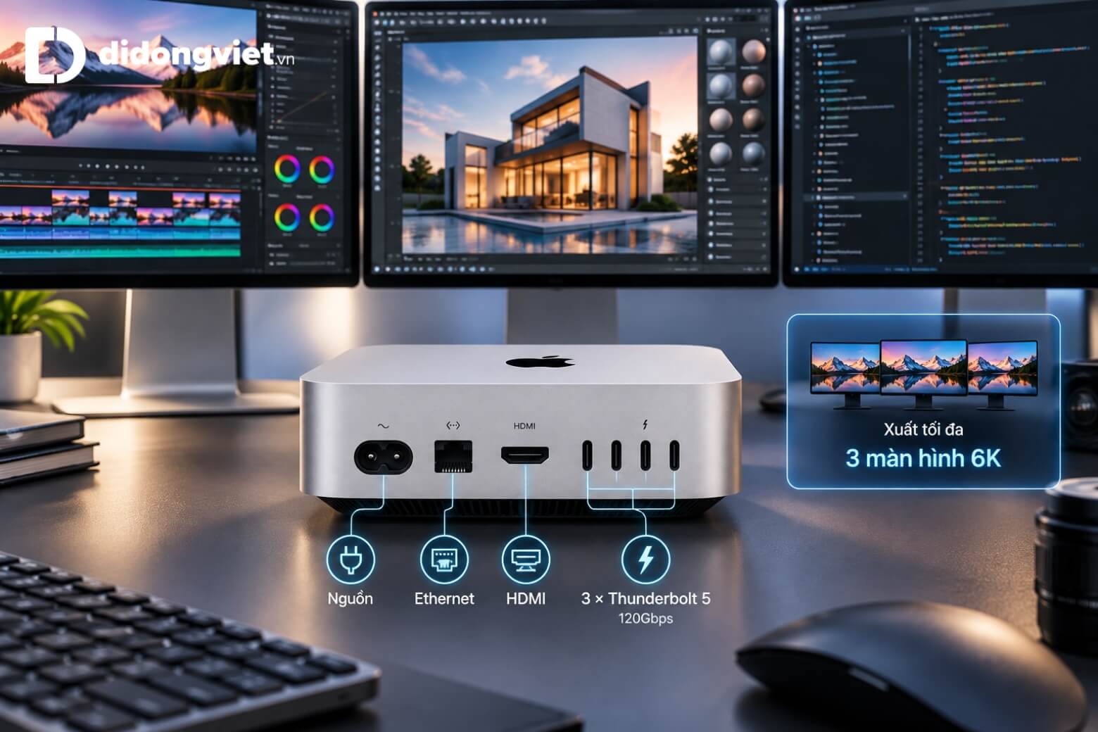 Đánh giá Mac mini M5 Pro: Thiết kế, hiệu năng và trải nghiệm thực tế 12 Đánh giá Mac mini M5 Pro về cổng Thunderbolt 5