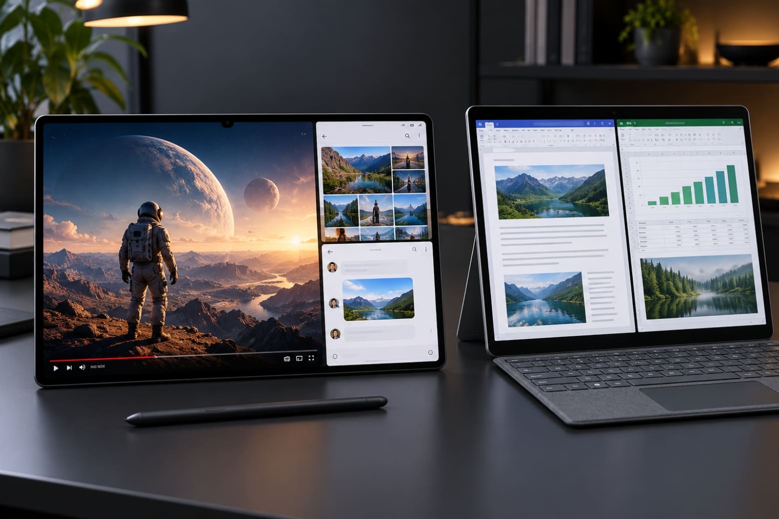 So sánh Samsung Galaxy Tab S12 Ultra Wi-Fi và Microsoft Surface Pro 11 Snapdragon X Elite: Nên mua máy nào? 12 Dimensity 9500 tối ưu Android, Snapdragon X Elite phục vụ Windows