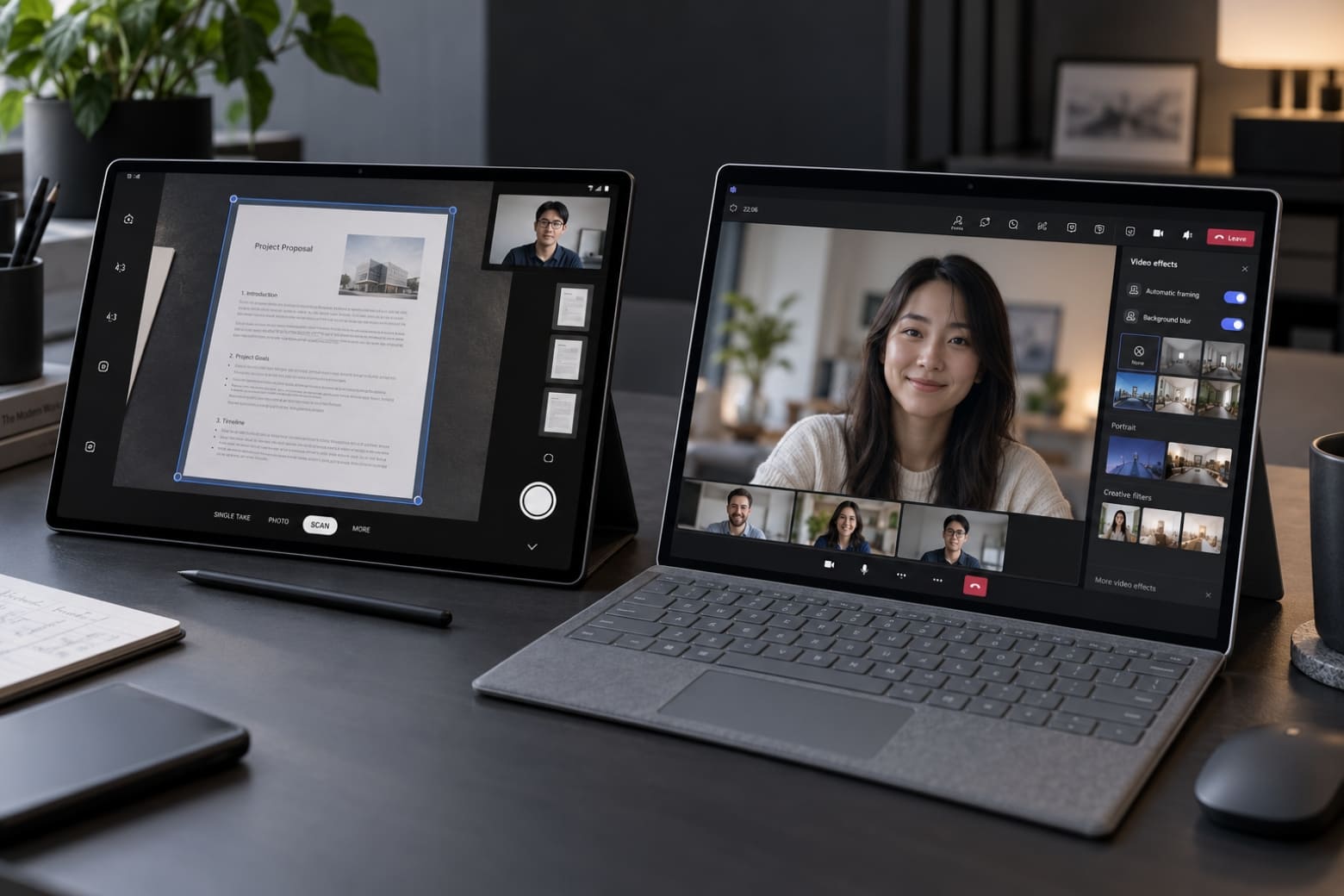 So sánh Samsung Galaxy Tab S12 Ultra Wi-Fi và Microsoft Surface Pro 11 Snapdragon X Elite: Nên mua máy nào? 15 Samsung nổi bật camera kép, Surface hỗ trợ họp trực tuyến