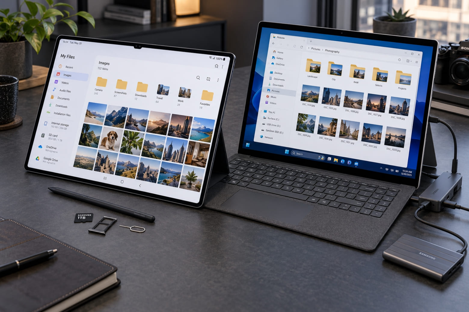 So sánh Samsung Galaxy Tab S12 Ultra Wi-Fi và Microsoft Surface Pro 11 Snapdragon X Elite: Nên mua máy nào? 17 Samsung mở rộng bằng microSD, Surface linh hoạt với USB4