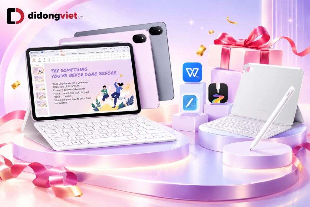 Ưu đãi máy tính bảng Huawei MatePad: Nhận quà khủng lên đến 7 triệu đồng tại Di Động Việt 6 Ưu đãi máy tính bảng Huawei MatePad: Nhận quà khủng lên đến 7 triệu đồng tại Di Động Việt