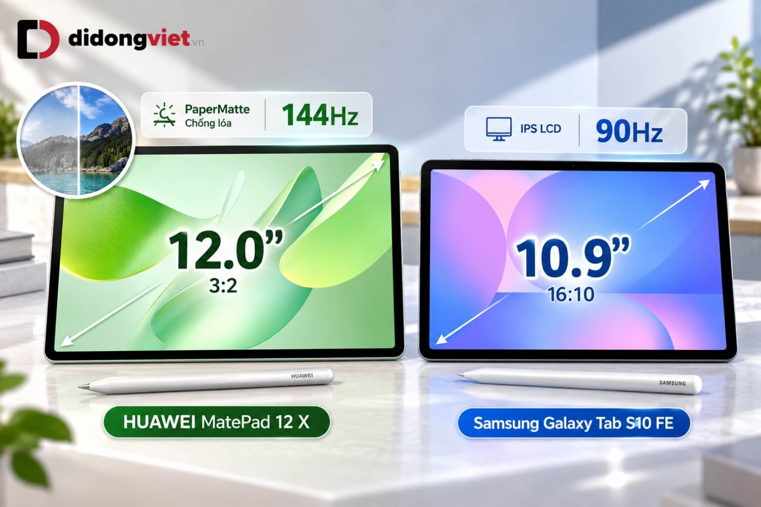 So sánh HUAWEI MatePad 12 X với Samsung Galaxy Tab S10 FE cho học tập và làm việc 10 So sánh HUAWEI Matepad 12 X với Samsung Galaxy Tab S10 FE màn hình
