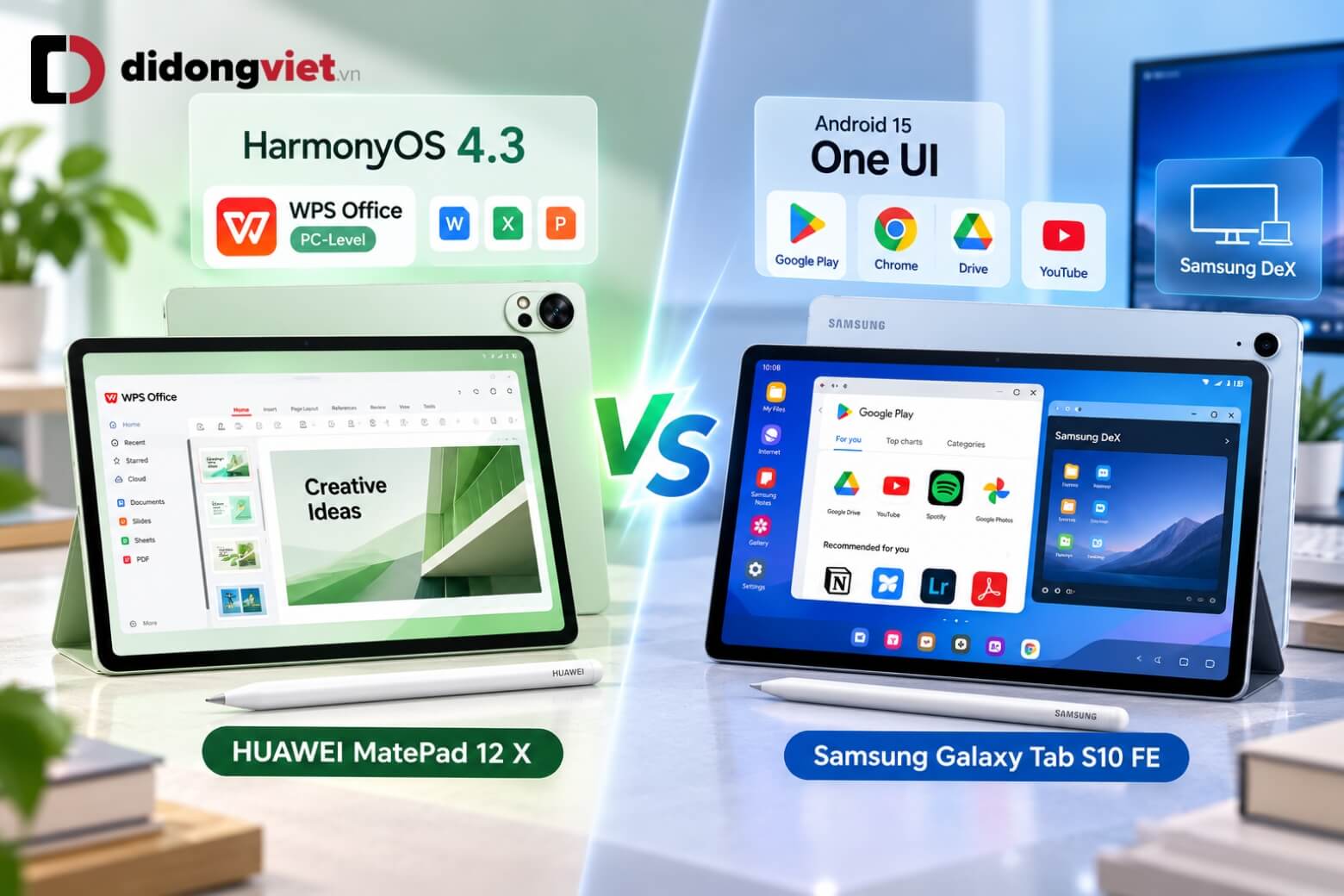 So sánh HUAWEI MatePad 12 X với Samsung Galaxy Tab S10 FE cho học tập và làm việc 14 So sánh HUAWEI Matepad 12 X với Samsung Galaxy Tab S10 FE phần mềm
