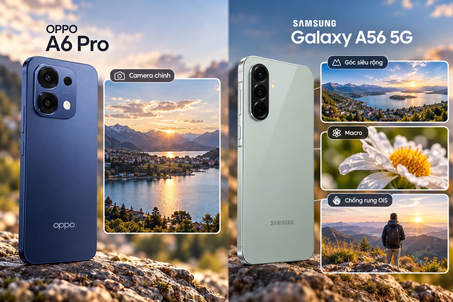 So sánh OPPO A6 Pro và Samsung A56: Nên chọn máy nào? 14 Galaxy A56 nổi bật với OIS, camera đa dụng và quay 4K