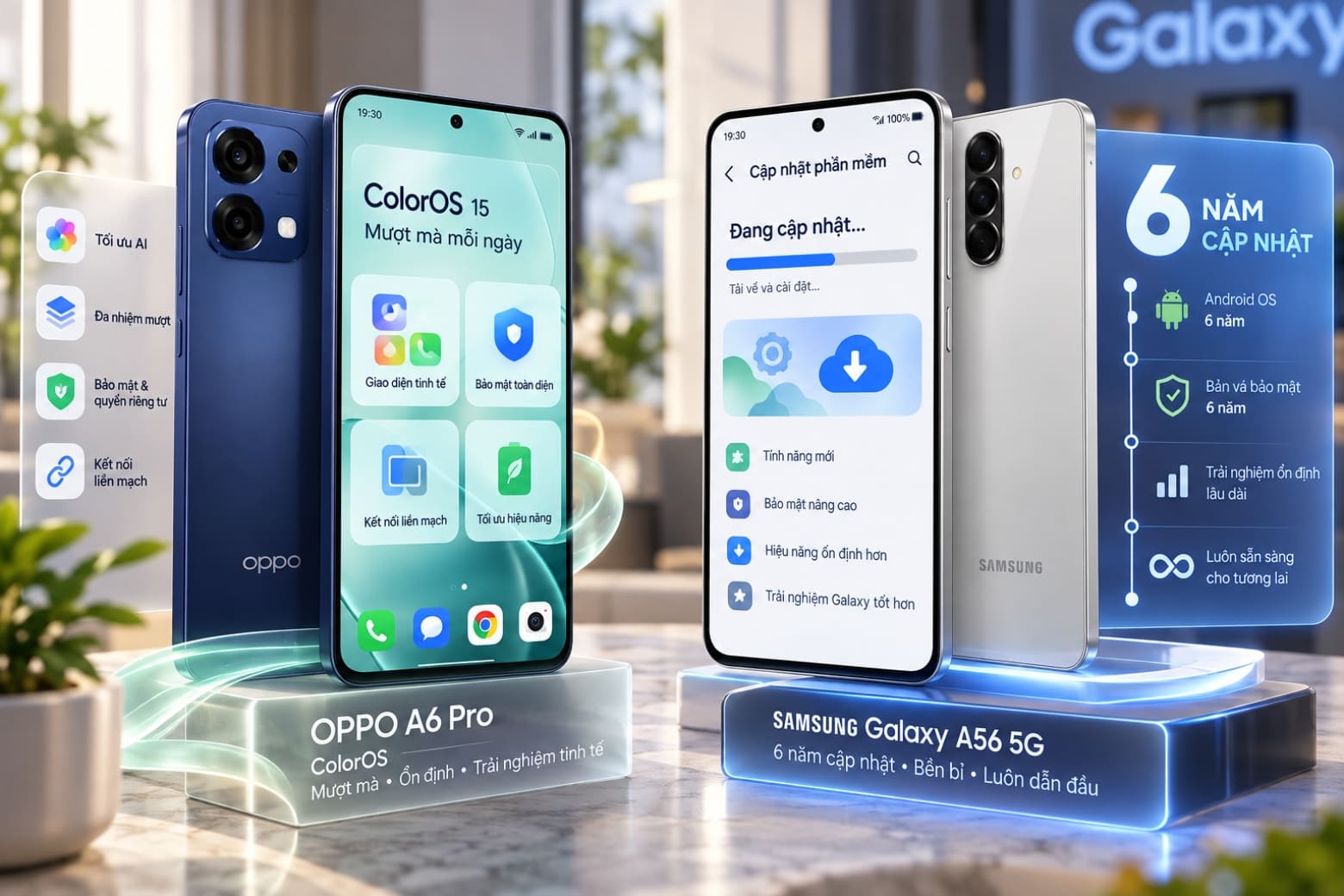 So sánh OPPO A6 Pro và Samsung A56: Nên chọn máy nào? 17 Galaxy A56 nổi bật với chính sách cập nhật phần mềm dài hạn