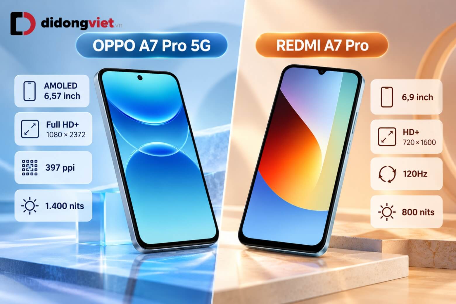 So sánh OPPO A7 Pro 5G và REDMI A7 Pro: Đâu là lựa chọn tối ưu theo nhu cầu? 8 So sánh OPPO A7 Pro 5G và REDMI A7 Pro màn hình