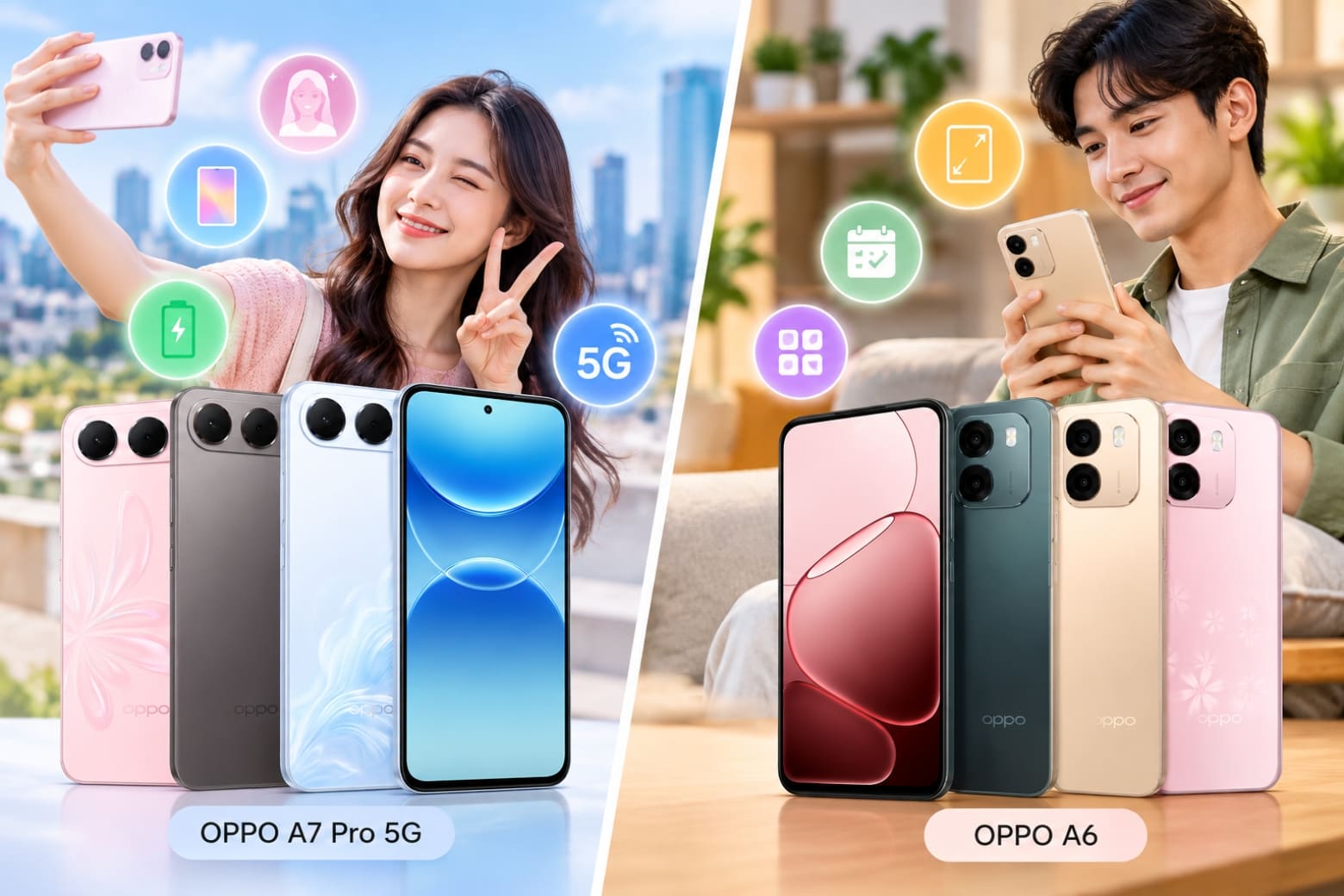 So sánh OPPO A7 Pro và OPPO A6: Khác biệt ở đâu? 14 Lựa chọn phụ thuộc nhu cầu về màn hình, selfie, pin và kết nối