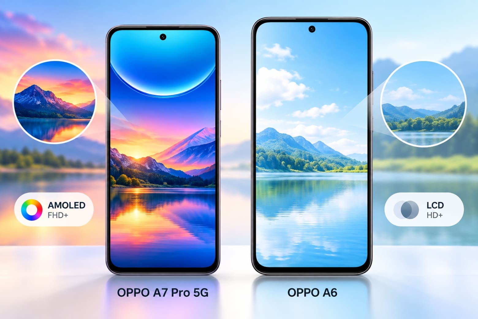 So sánh OPPO A7 Pro và OPPO A6: Khác biệt ở đâu? 9 A7 Pro 5G nổi bật AMOLED FHD+, A6 sở hữu LCD lớn hơn