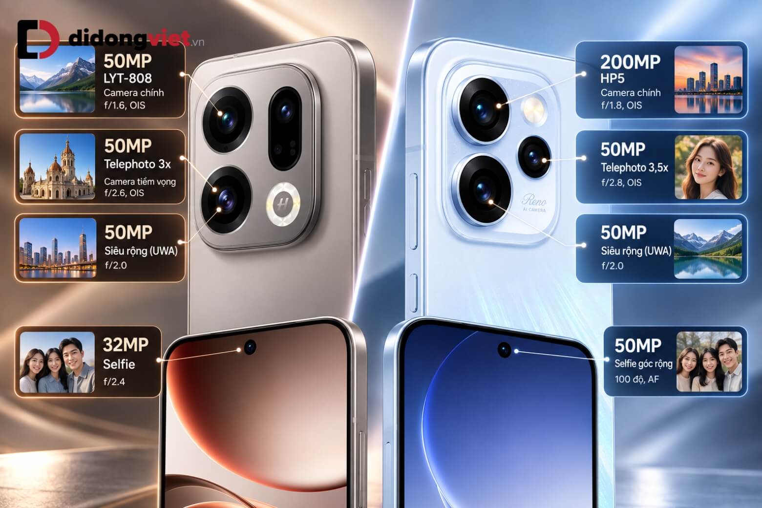 So sánh OPPO Find X9 và OPPO Reno15 Pro: Đâu là lựa chọn tối ưu nhu cầu và chi phí? 11 So sánh OPPO Find X9 và OPPO Reno15 Pro về hệ thống camera
