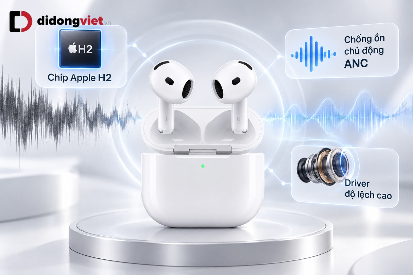 Tổng hợp thông số AirPods 5 và chi tiết cấu hình phần cứng 10 Thông số AirPods 5 với chip H2 hỗ trợ chống ồn