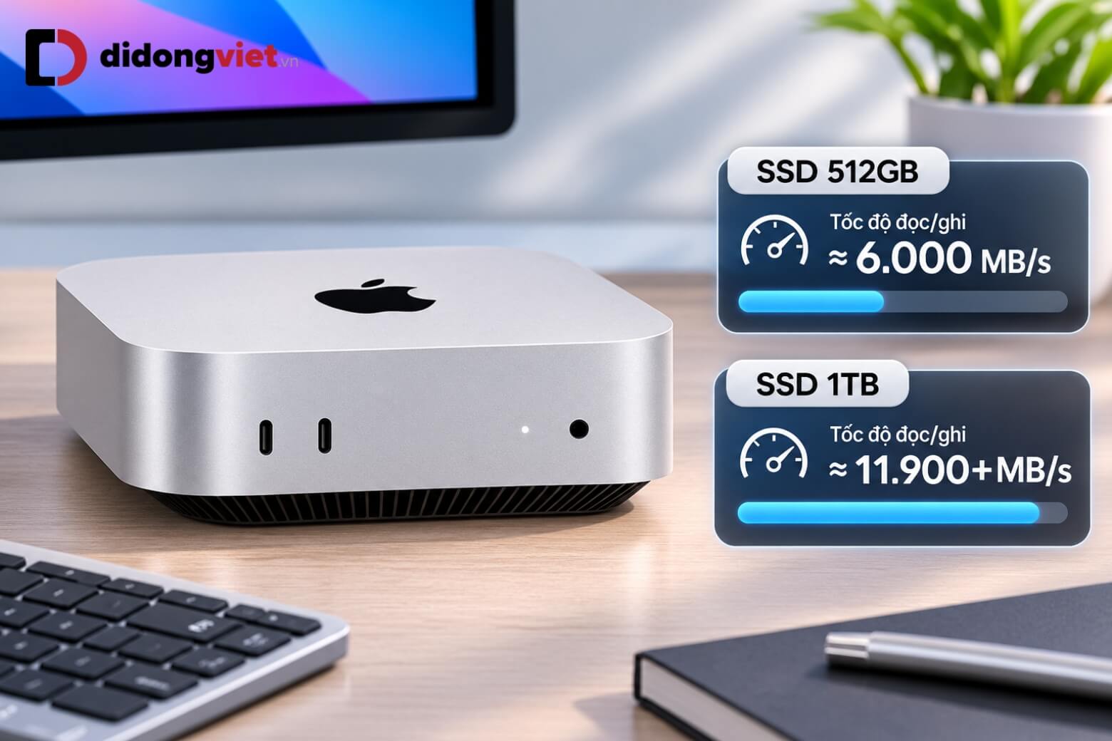Trên tay Mac mini M5 Pro: Cổng Thunderbolt 5, tốc độ SSD và sức mạnh đồ họa 12 Trên tay Mac mini M5 Pro so sánh tốc độ SSD