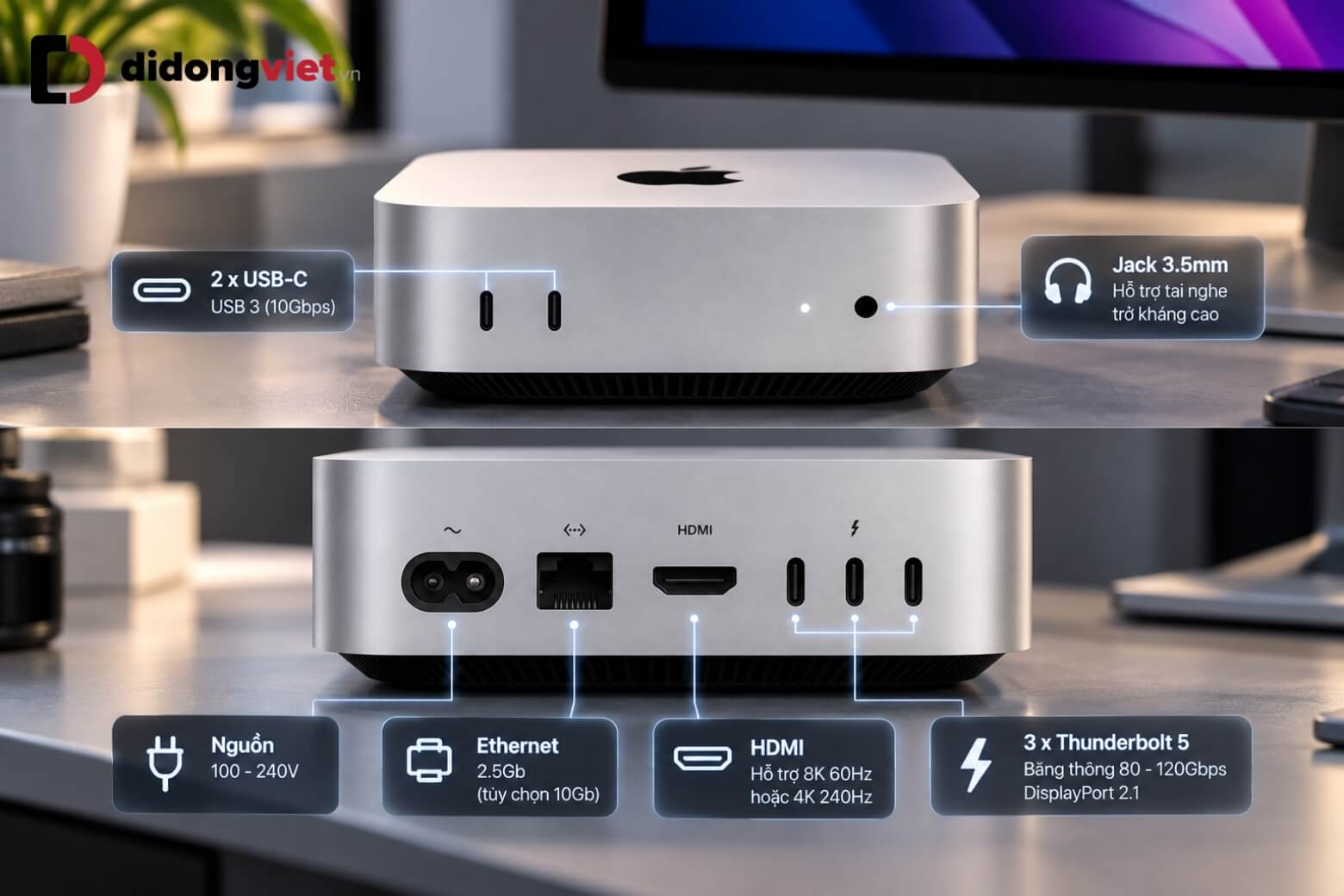Trên tay Mac mini M5 Pro: Cổng Thunderbolt 5, tốc độ SSD và sức mạnh đồ họa 8 Trên tay Mac mini M5 Pro với cổng Thunderbolt 5
