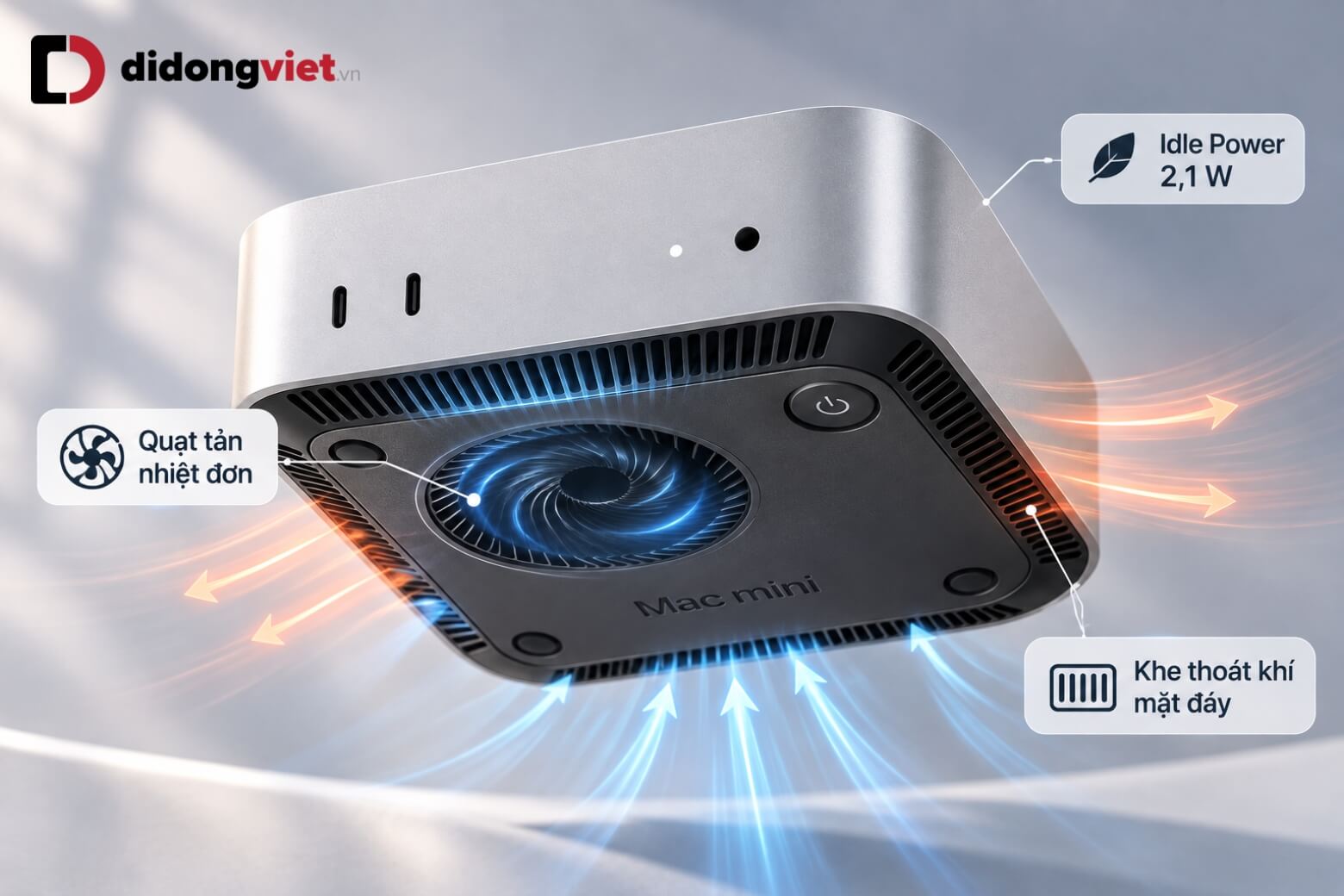 Trên tay Mac mini M6: Đánh giá hiệu năng AI và khả năng đa nhiệm 11 Trên tay Mac mini M6 với hệ thống tản nhiệt