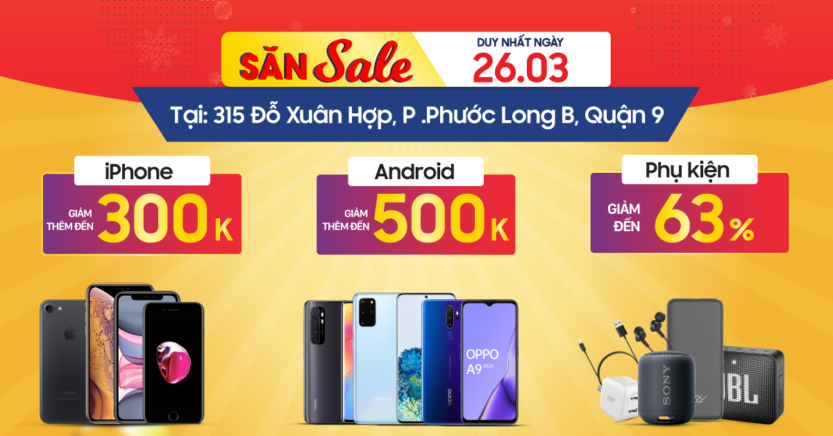 Ưu đãi cực sốc: Mua điện thoại giảm thêm đến 500 ngàn, phụ kiện giảm đến 63%. 1 Ngày duy nhất tại Di Động Việt 315 Đỗ Xuân Hợp