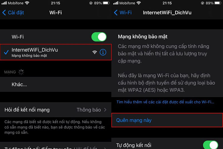 iPhone không kết nối được WiFi