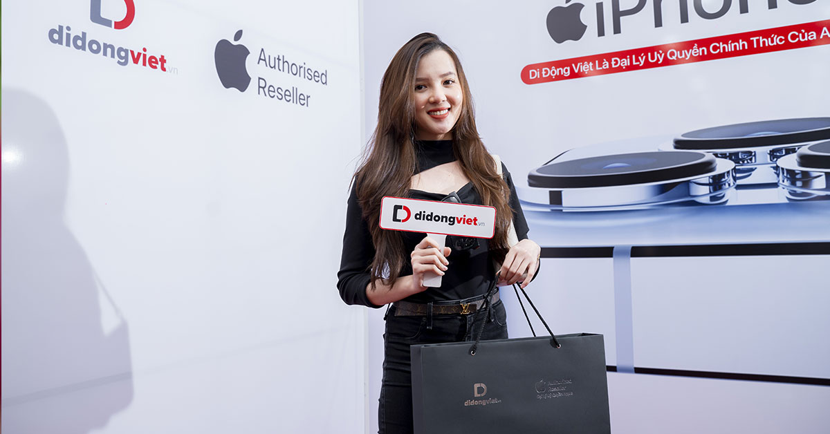 Hoa hậu Huỳnh Thúy Vi tiếp tục tin tưởng Di Động Việt lên đời iPhone 13 Pro Max mới