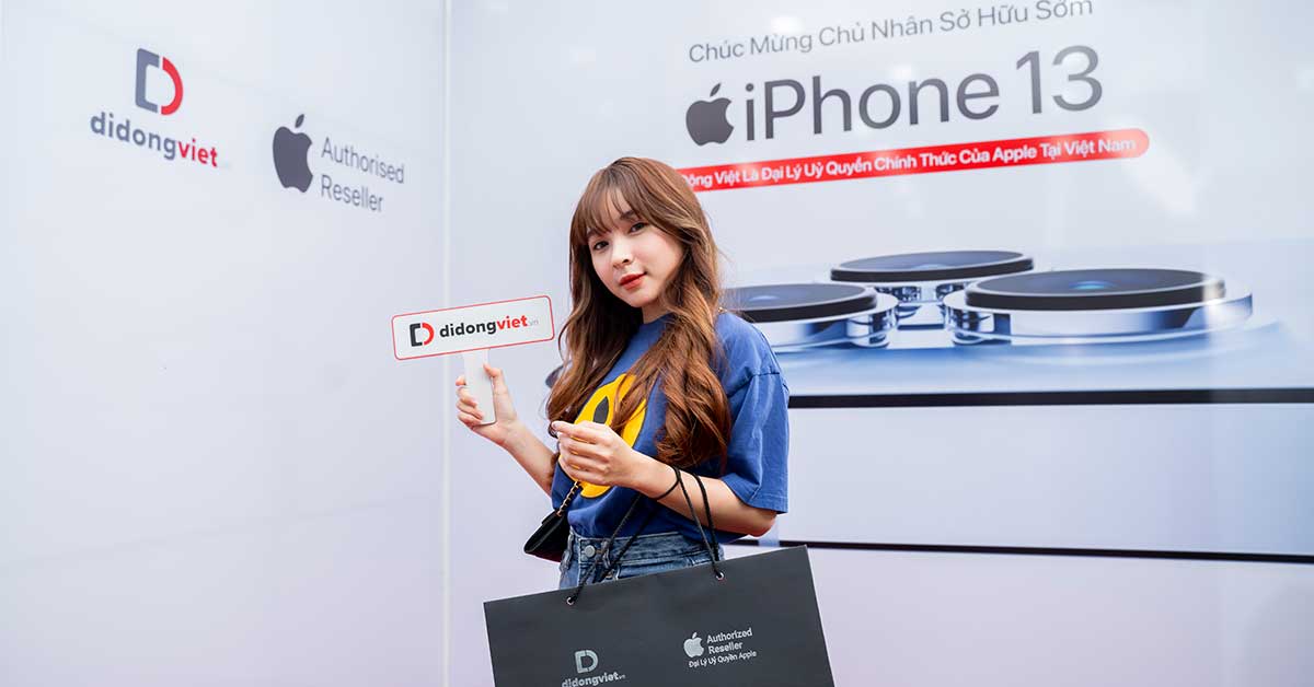 Nguyễn Lý Diễm Mai xinh đẹp trên tay iPhone 13 Pro Max tại Di Động Việt
